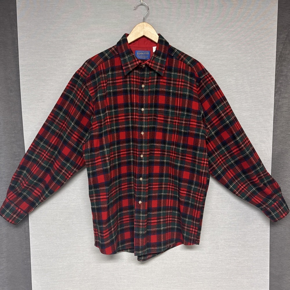 Vtg Pendleton Prince Charles Edward Steward Tartan Wool Red Shirt Size L